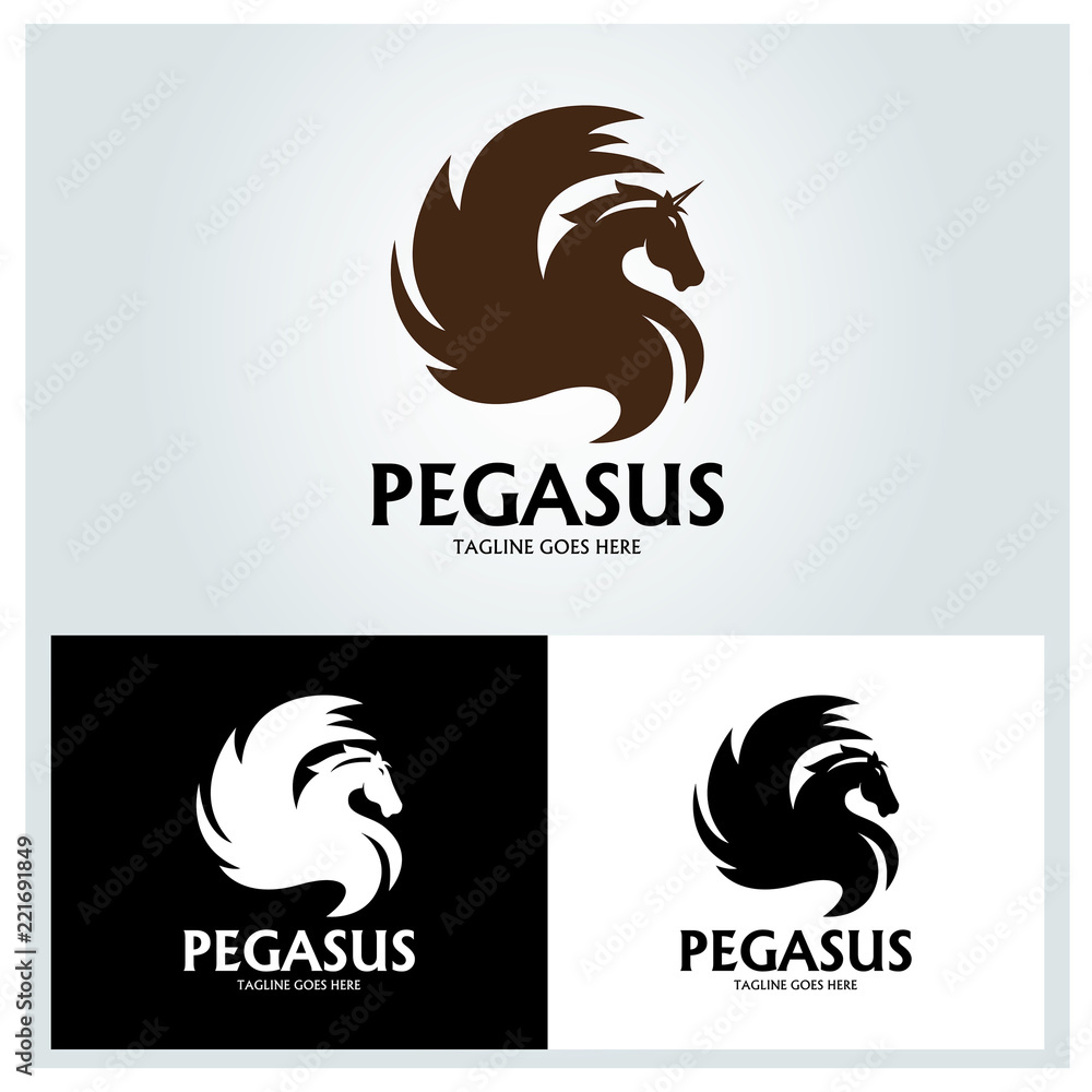 Fototapeta premium Pegasus logo design template. Vector illustration