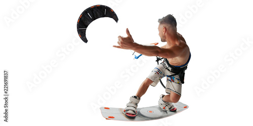 Kitesurfing isolated on white