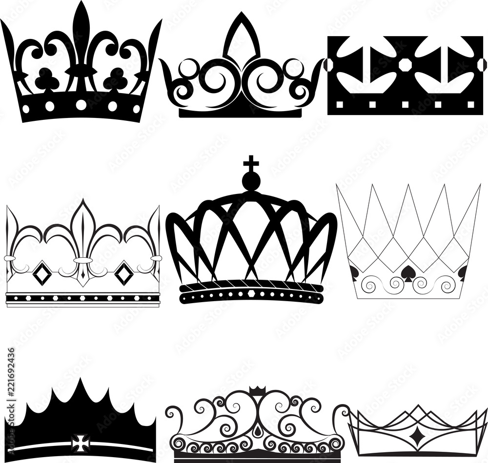 set of crowns and tiaras
