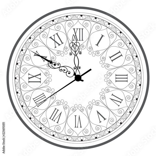 retro clock with Roman Dial