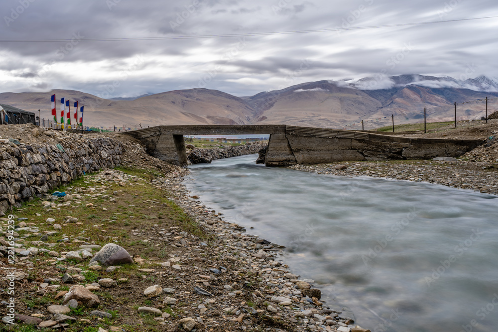 Canal of Karzok of Tso moriri lake  Leh, Ladakh, Jammu and Kashmir, India