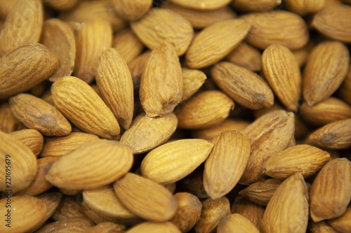 Almond nuts. View from above.