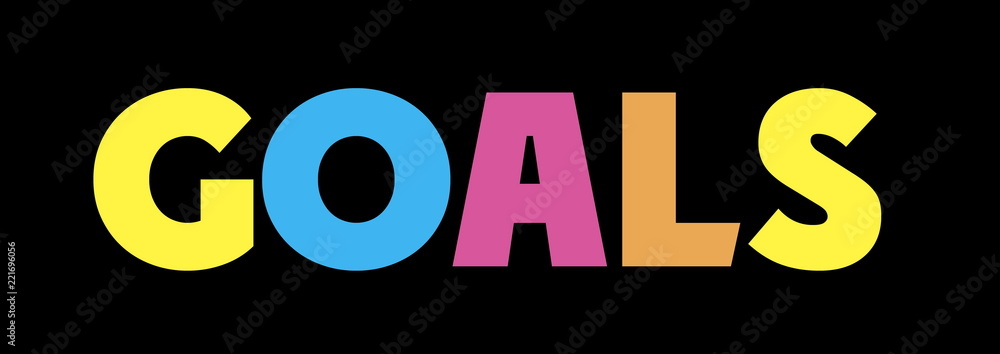 GOALS Multicolor rainbow letters. Logo, banner. GOALS Multicolor rainbow letters. Logo, banner.