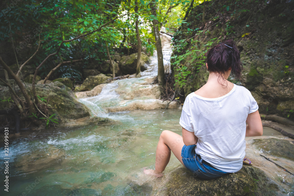 hipster woman travelling at jungle nature backgrounds park garden yard outdoors hipster woman travelling at jungle nature backgrounds park garden yard outdoors