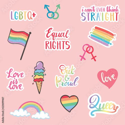 
Hand Drawn Gay Pride Stickers Collection - vector eps10 