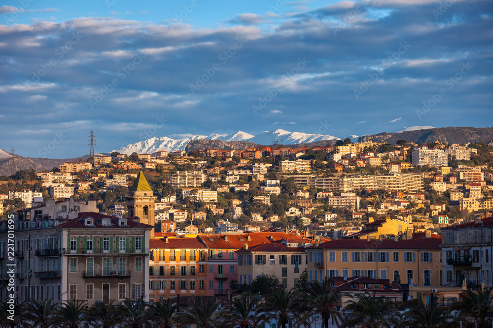 City of Nice at Sunrise in France