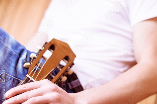 Guitar instrument. Musician or guitarist