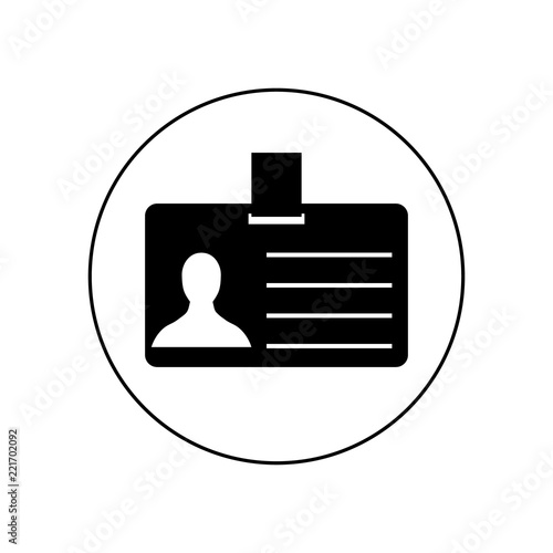 ID card icon in a circle, logo on white background