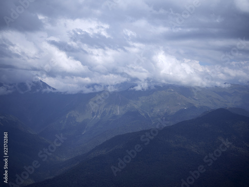 Fototapeta Naklejka Na Ścianę i Meble -  Beautiful view of the high mountains Krasnaya Polyana Sochi