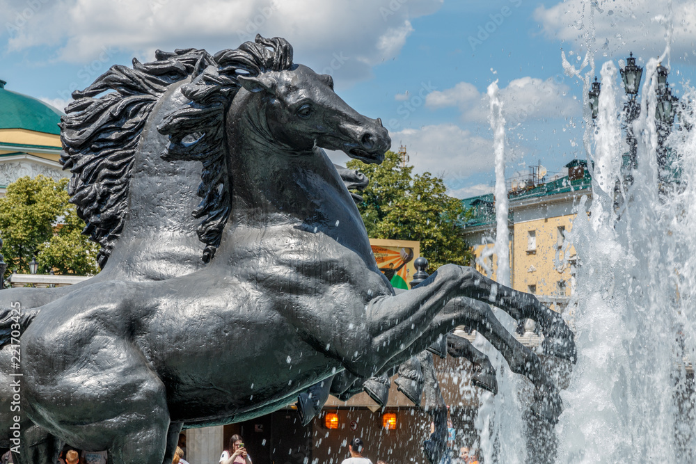 fountain at Manezhnaya Square Moscow fountain at Manezhnaya Square Moscow