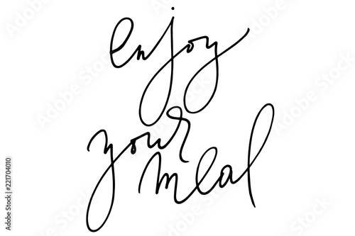 Fotografie Phrase calligraphy enjoy your meal handwritten text vector