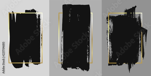 Vector black paint, ink brush stroke, brush, line or texture. Texture artistic design element, box, frame or background for text.
