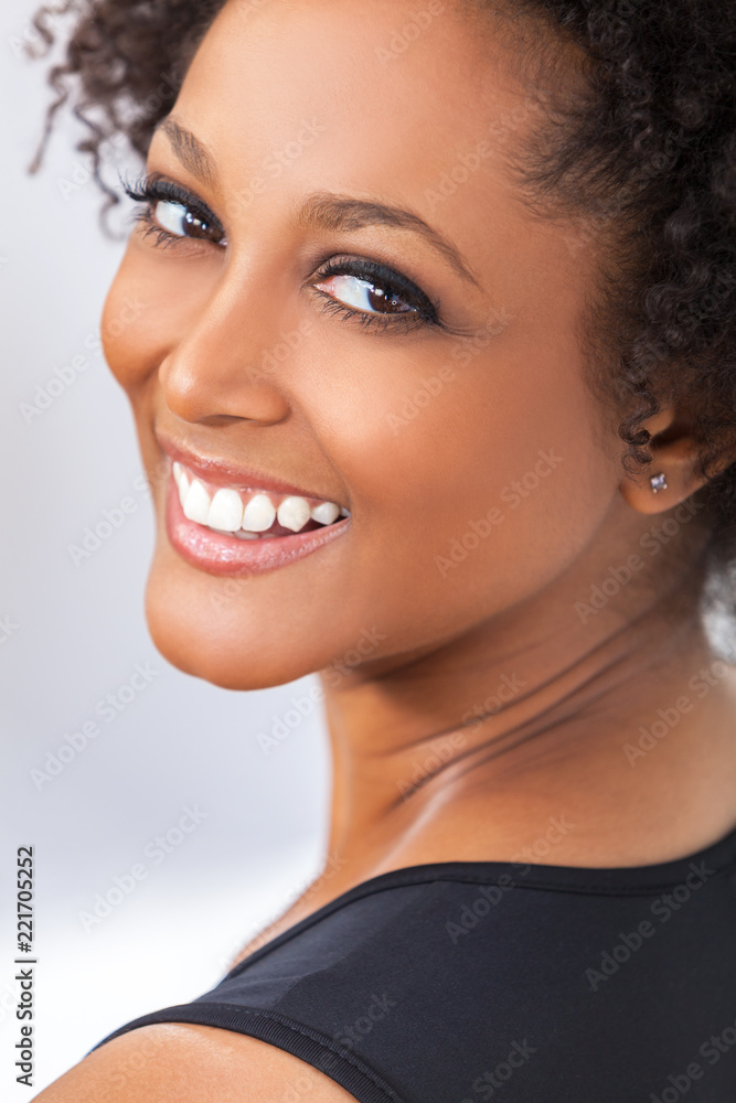 Mixed Race African American Girl Woman Perfect Teeth Mixed Race African American Girl Woman Perfect Teeth
