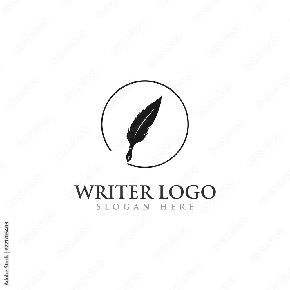 writer logo, feather logo for law Stock Vector | Adobe Stock