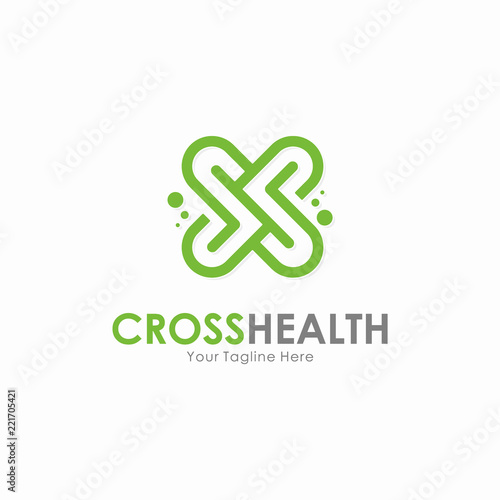Minimalist Cross Health Logo design concept, Healthcare logo template