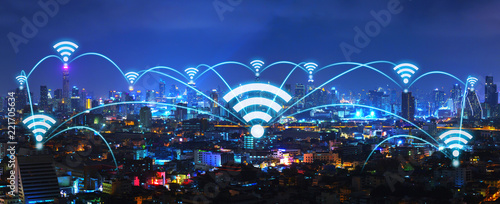 Wireless network and connection city photo