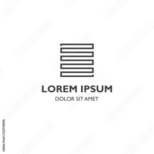Striped rectangular line connect icon element template