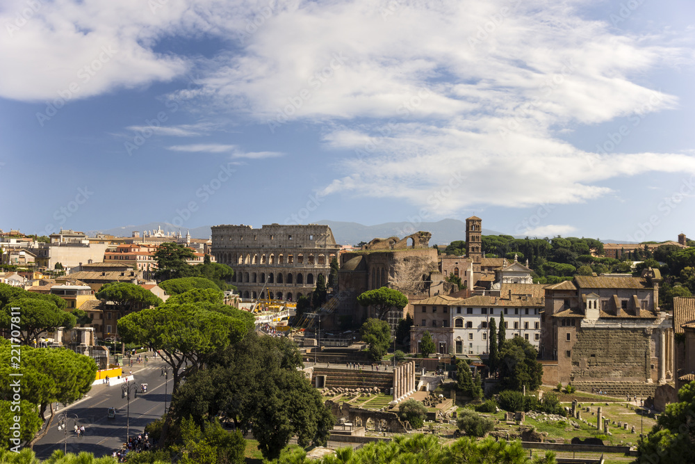 Colosseum and Rome Forum view