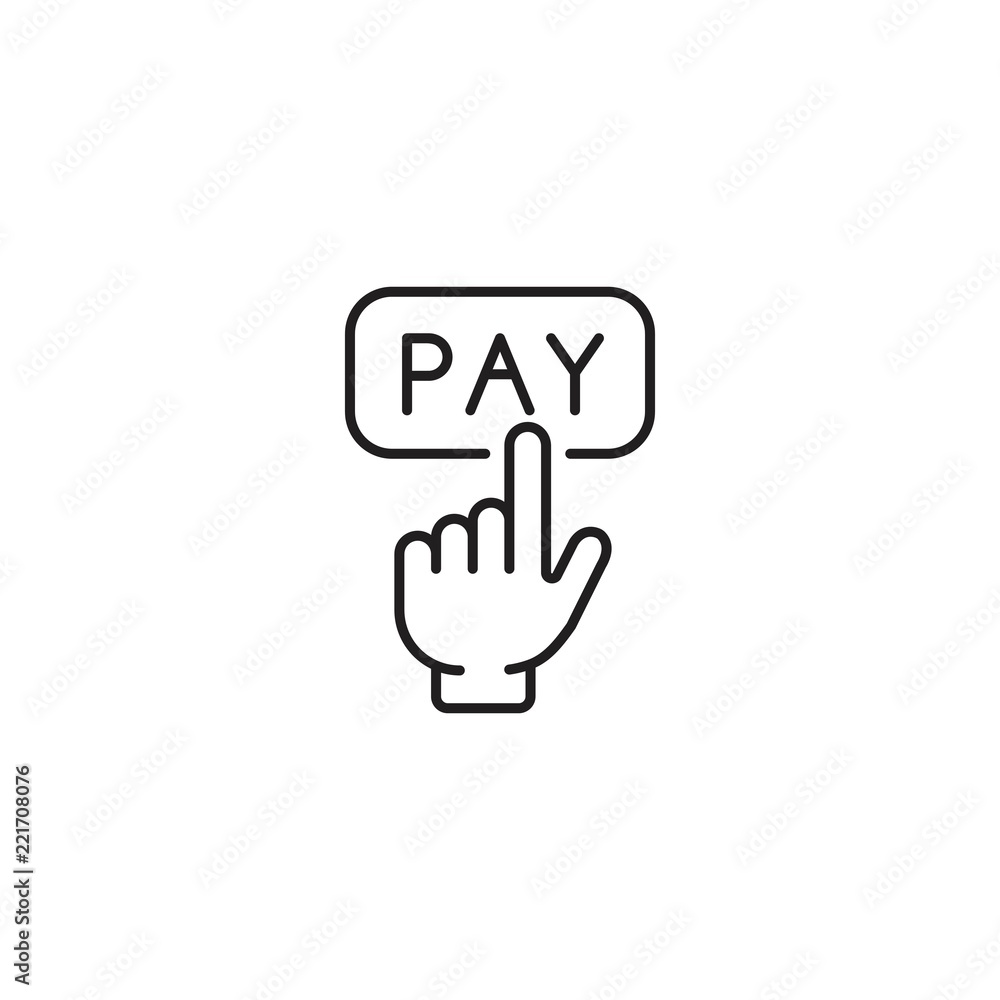 Pay button with hand cursor line icon Pay button with hand cursor line icon