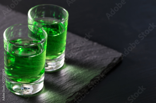 Two glasses of strong absinthe