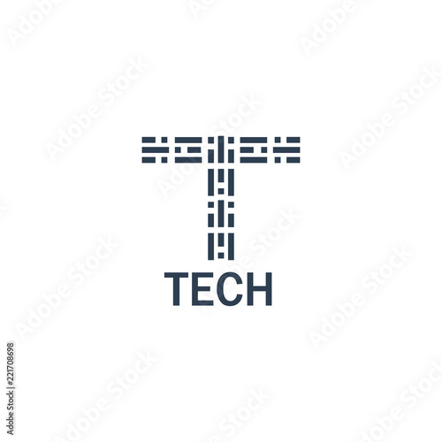 Initial letter T tech logo