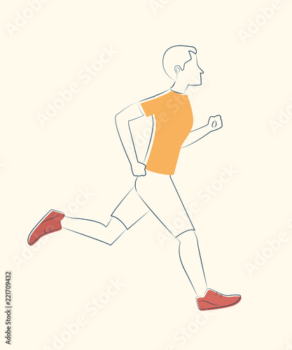 Running man. Man jogging outdoor. Vector sketch illustration