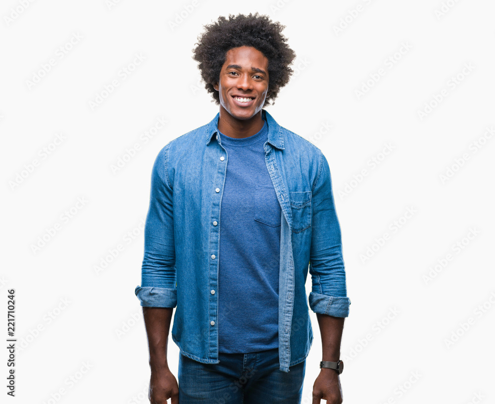 Afro american man over isolated background with a happy and cool smile on face. Lucky person. Afro american man over isolated background with a happy and cool smile on face. Lucky person.