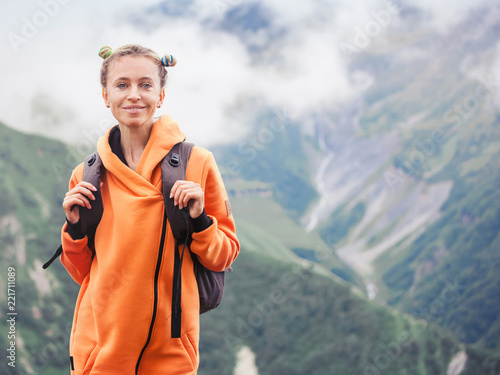 Man at the top of the mountains photo