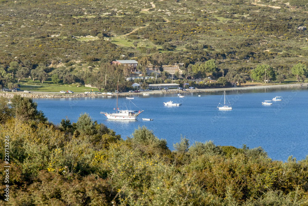 Izmir, Turkey, 3 April 2010: Cost of Sigacik with Sailboats