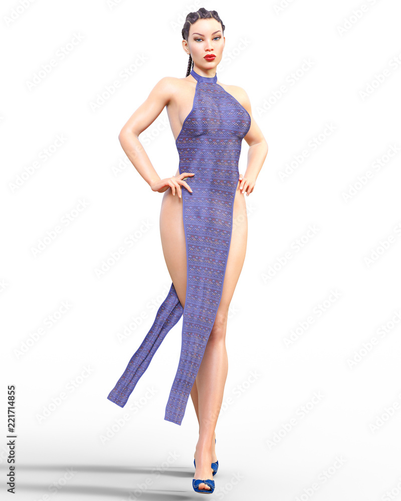 3D beautiful young attractive woman extravagant sexy loin dress.Woman studio photography.High heel.Conceptual fashion art.Seductive candid pose.Realistic render.Summer collection clothes 3D beautiful young attractive woman extravagant sexy loin dress.Woman studio photography.High heel.Conceptual fashion art.Seductive candid pose.Realistic render.Summer collection clothes