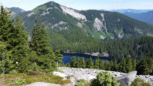 alpine lake with mountains