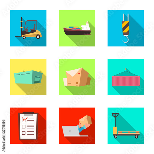 Vector illustration of goods and cargo logo. Set of goods and warehouse vector icon for stock.