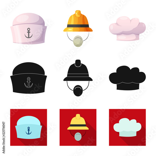 Isolated object of headwear and cap symbol. Collection of headwear and accessory stock symbol for web.