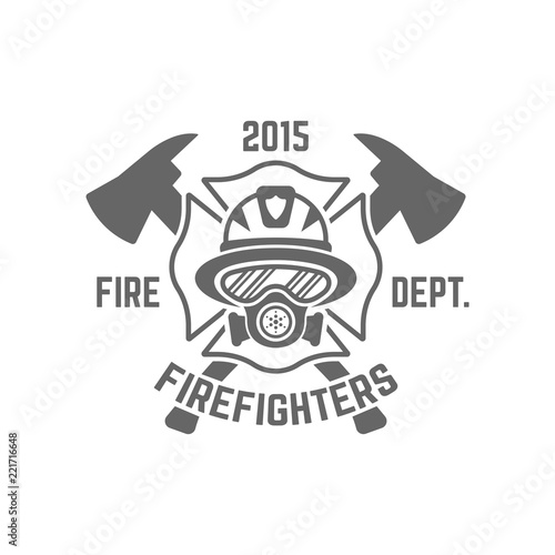 Fire department monochrome vector emblem