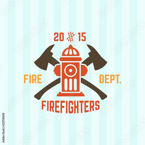Fire department vector emblem with fire hydrant