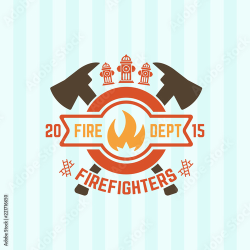 Flame in a circle and two crossed axes emblem