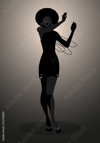 Silhouette of dancer and soul singer in the style of the sixties