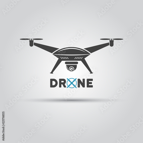 Drone with video camera isolated vector icon