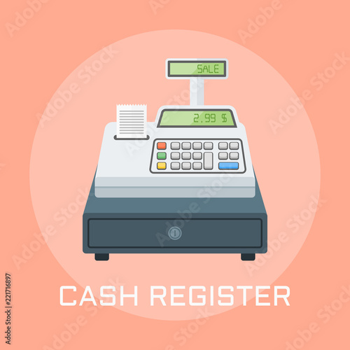 Cash register flat design vector illustration