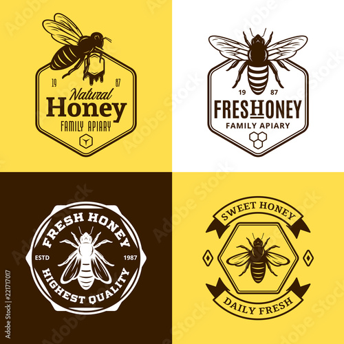 Vector honey logo, icons and design elements