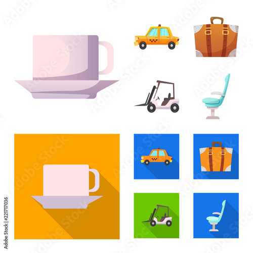Vector design of airport and airplane icon. Collection of airport and plane stock symbol for web.