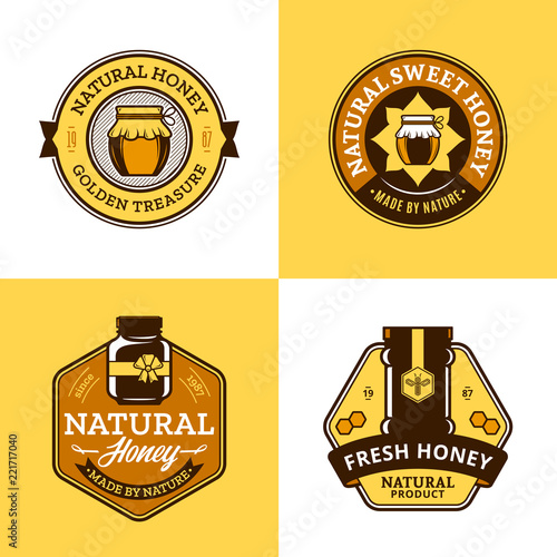 Vector honey logo, icons and design elements