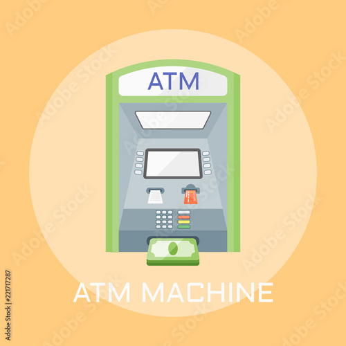 ATM machine flat design vector illustration