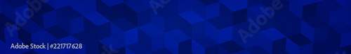 Abstract horizontal banner or background of big isometric cubes in blue colors.