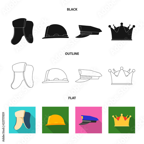 Vector design of headwear and cap icon. Set of headwear and accessory stock vector illustration.