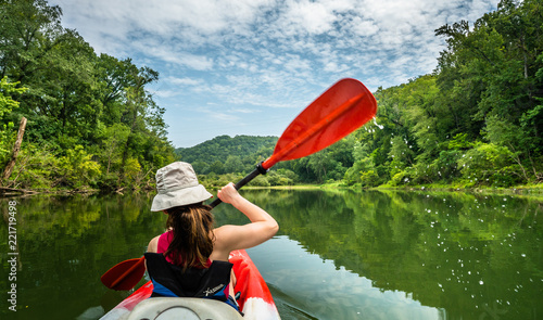 Girl Paddling on the Buffalo River Arkansas