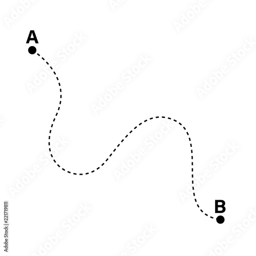 Checking point A to point B. Straight and tangled lines. Vector illustaration.