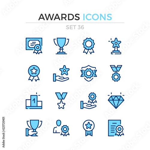 Awards icons. Vector line icons set. Premium quality. Simple thin line design. Modern outline symbols, pictograms.