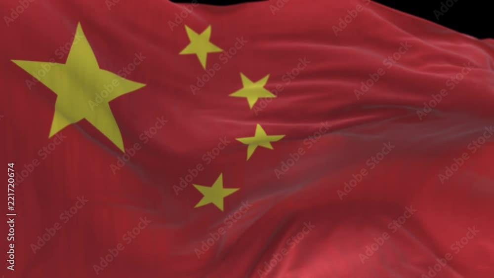 seamless Close up of china Flag Slow Waving with visible wrinkles.A fully digital rendering,The animation loops at 20 seconds.flag 3D animation with alpha channel included. seamless Close up of china Flag Slow Waving with visible wrinkles.A fully digital rendering,The animation loops at 20 seconds.flag 3D animation with alpha channel included.