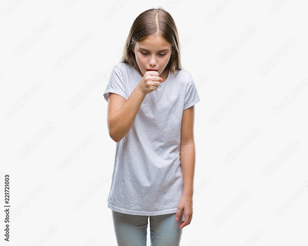 Young beautiful girl over isolated background feeling unwell and coughing as symptom for cold or bronchitis. Healthcare concept. Young beautiful girl over isolated background feeling unwell and coughing as symptom for cold or bronchitis. Healthcare concept.